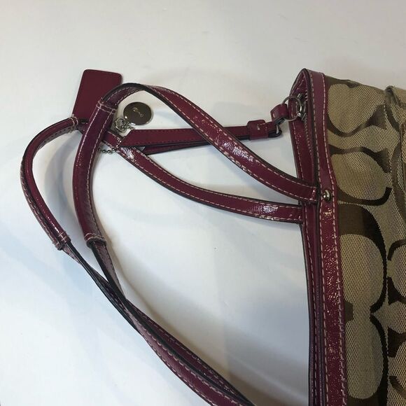 Coach maroon burgundy top zip shoulder bag - Picture 5 of 15